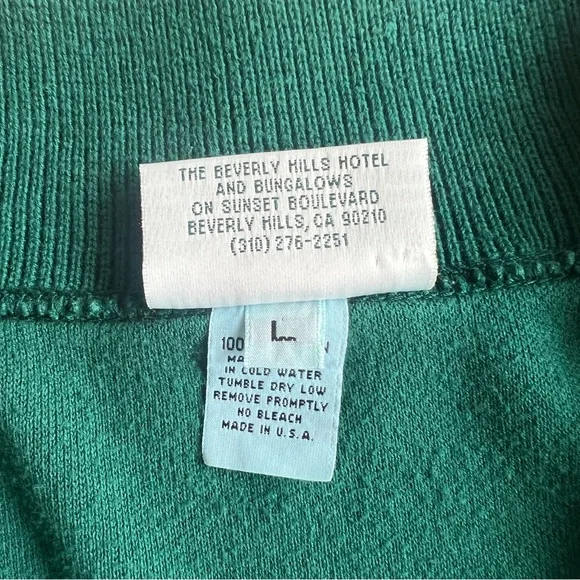 *Rare* Vintage Beverly Hills Hotel & Bungalows Green Polo Shirt L Made in USA - Picture 5 of 11